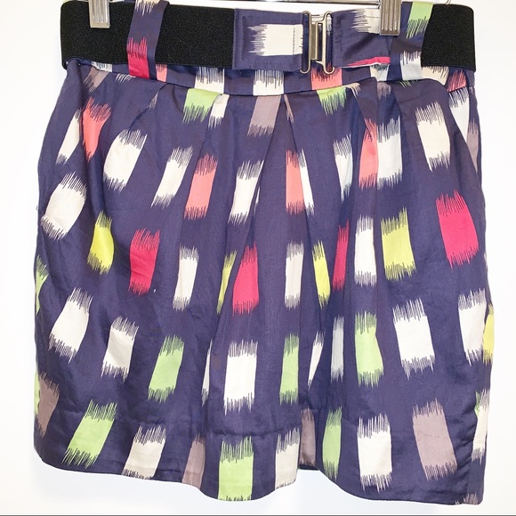 BCBGENERATION Navy Multi-Color Geometric Belt Skir - Picture 4 of 8